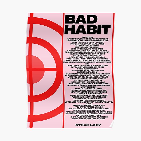 BAD HABIT Steve Lacy Poster Poster RB2510 product Offical steve lacy Merch